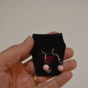 PAPARAZZI (R) Earrings Hanging Cream Pink Beads - 1/4' on Silverton Wire Hooks